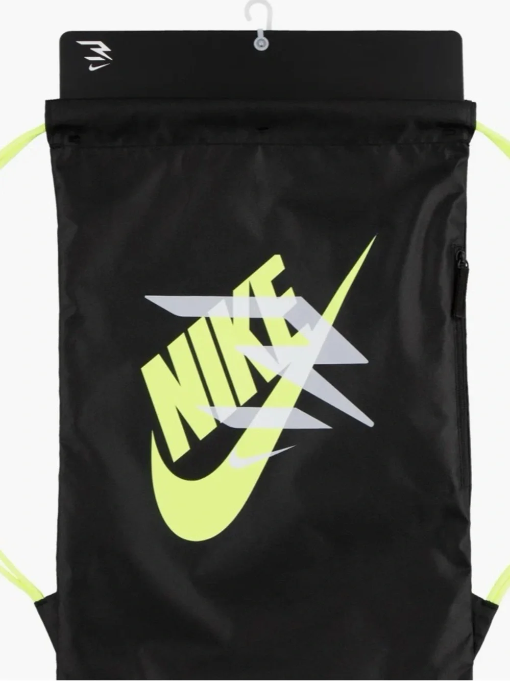 Nike Black Gym Sack with Neon Yellow Swoosh